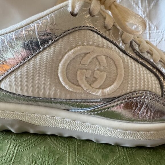 GUCCI MAC80 SNEAKER WHITE SILVER SIZE 5B - Picture 5 of 9